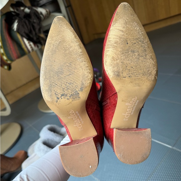 Charles by Charles David Red Virgil Embossed Booties - Picture 9 of 10